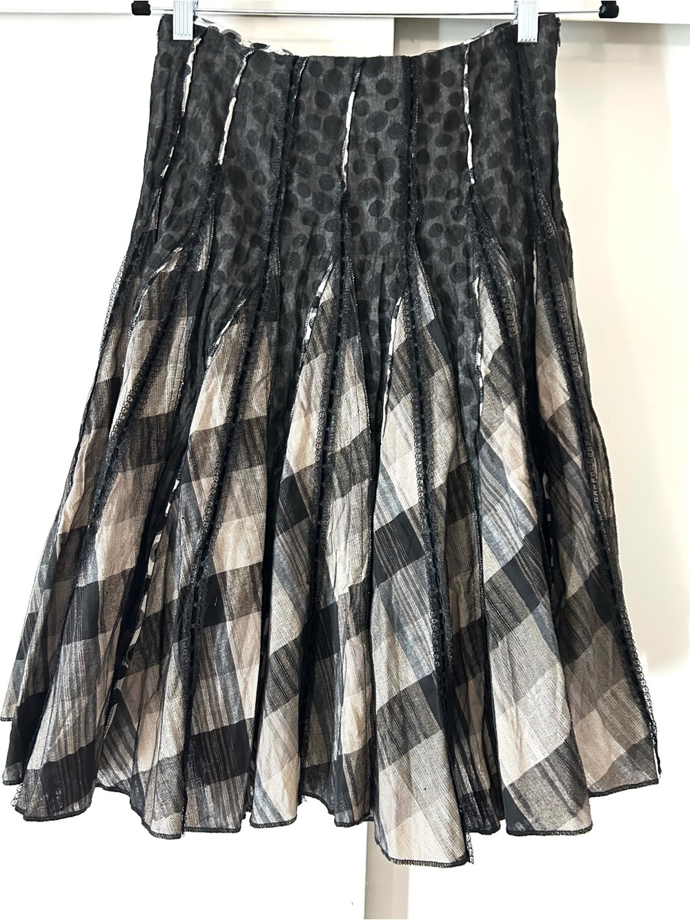Hazel Black and White Plaid /Swing Pleated Circle Skirt - Picture 2 of 13